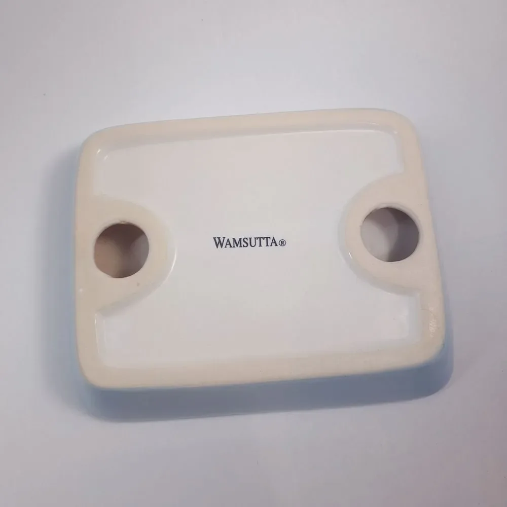 Vintage Wamsutta soap dish blue floral flower patch cottagecore ceramic white